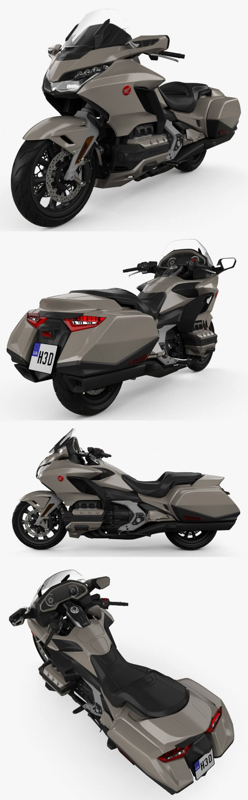 2018款Honda本田金翼GL1800摩托车3D模型（OBJ,FBX,MAX,C4D,LWO）
