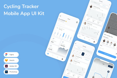 自行车跟踪器 App UI Kit (FIG,PSD,SKETCH,XD)