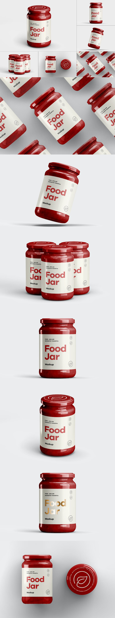 玻璃食品罐包装设计样机 (PSD,2.23GB)