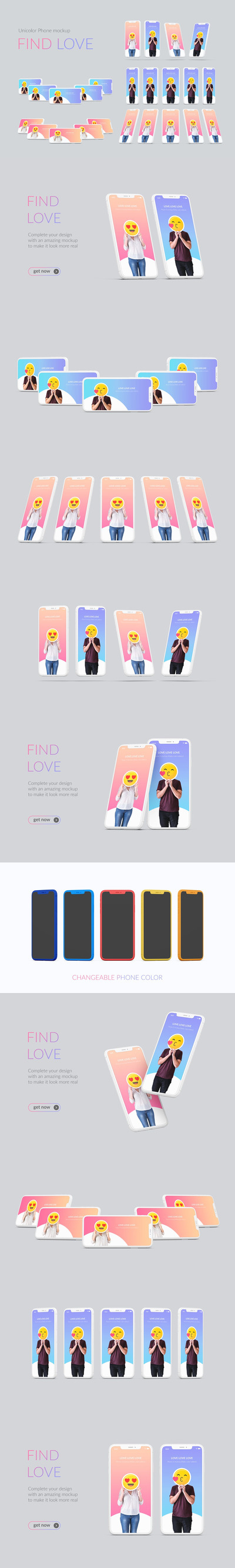 单色苹果手机屏幕样机 (PSD)