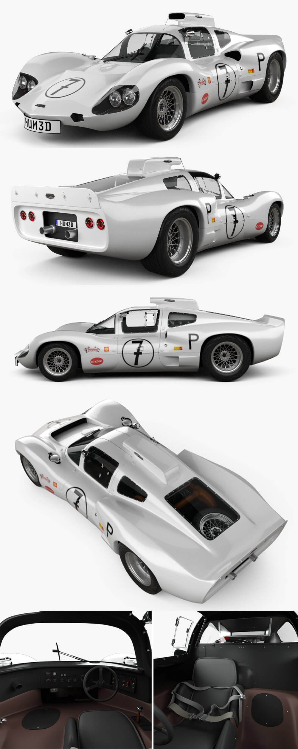 带内饰的1966款Chaparral 2D赛车3D模型（OBJ,FBX,MAX,C4D,LWO）
