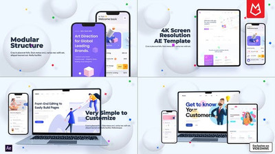 网站UI介绍设备样机视频AE模板 (aep)