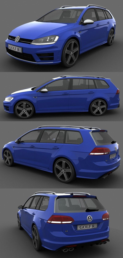 大众高尔夫Volkswagen Golf R Variant 2015款汽车3D模型（OBJ,MAX）