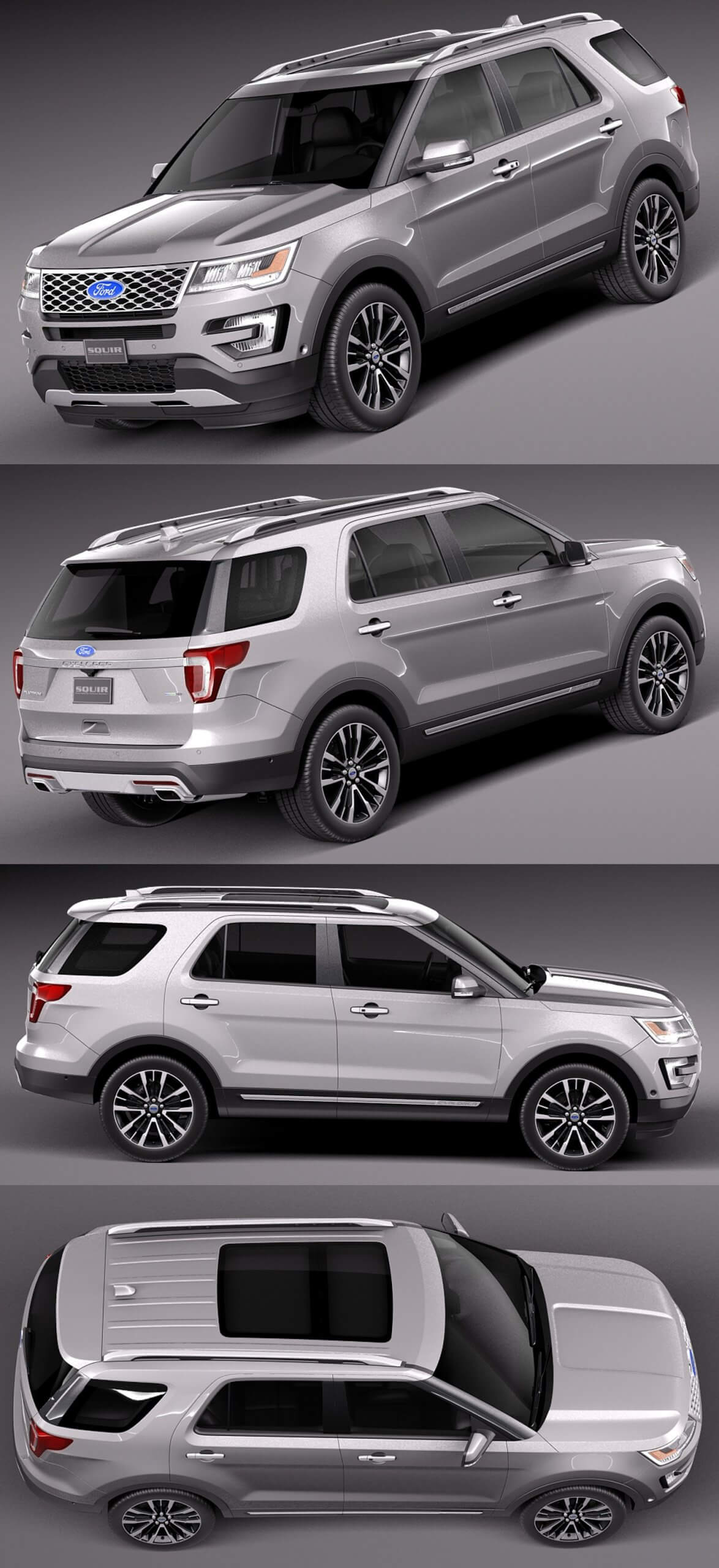 2016款Ford Explorer福特探险者七座SUV汽车3D模型（OBJ,FBX,MAX,C4D,LWO）