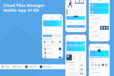 云文件管理器移动应用App UI Kit (FIG,PSD,SKETCH,XD)