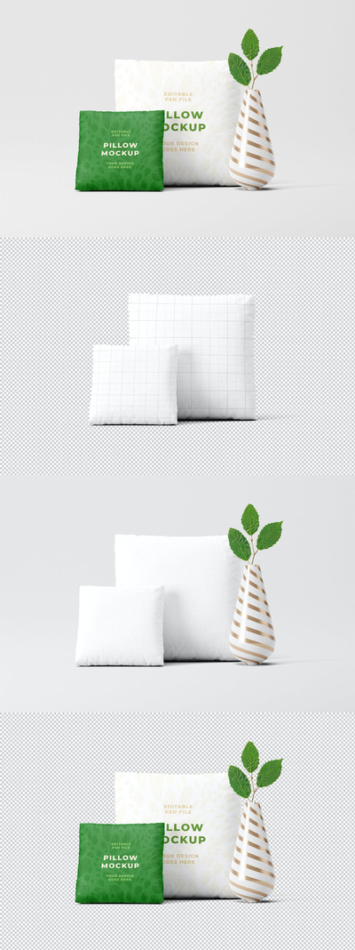 方形枕头图案&品牌设计样机 (PSD)