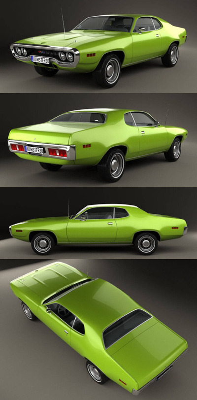 1971款普利茅斯Plymouth Satellite老爷车3D模型（OBJ,FBX,MAX）
