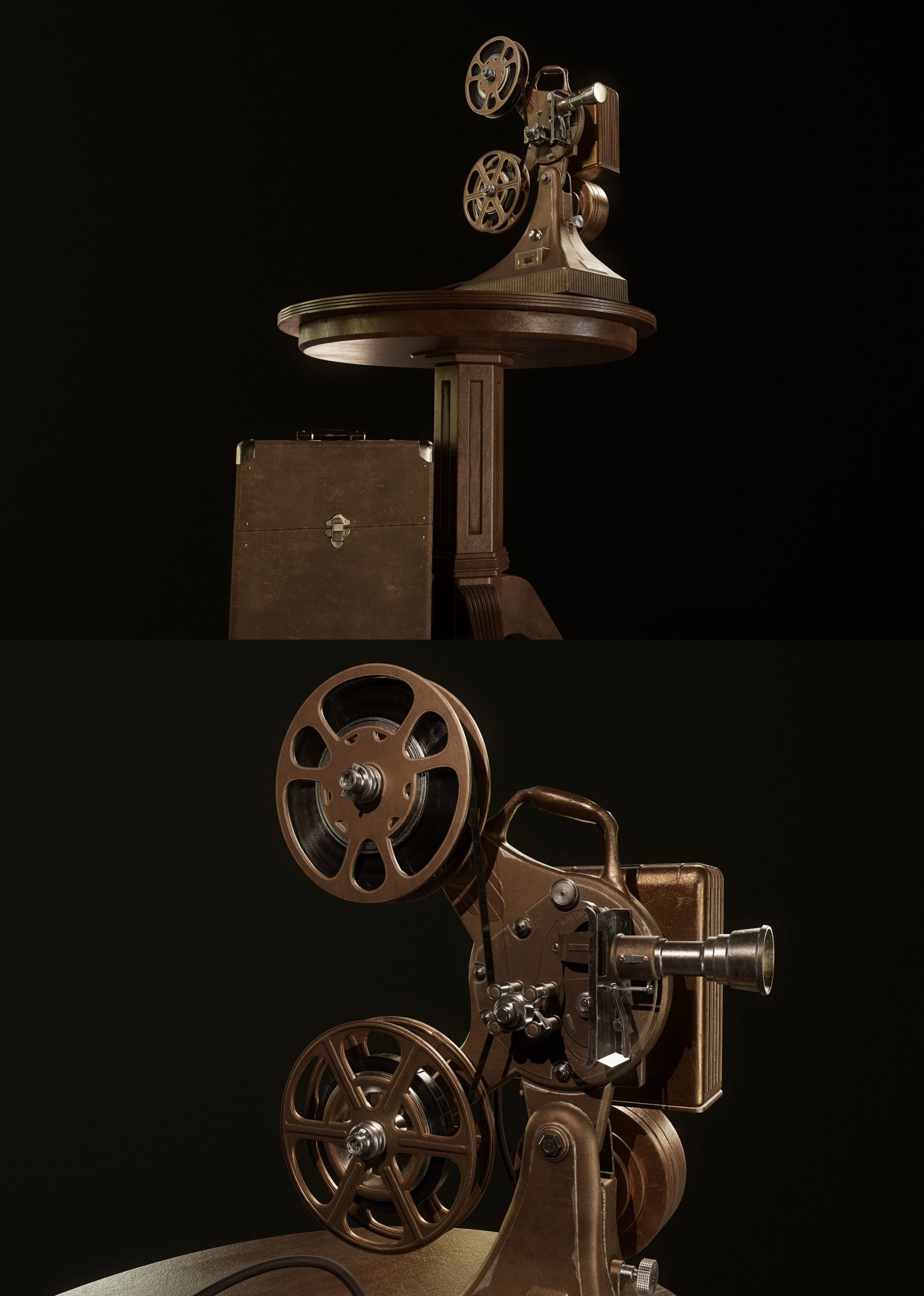 老式投影仪 放映机low poly 3D模型（OBJ,FBX,MAX）