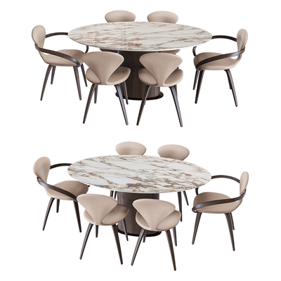 Actual design Apriori系列椭圆形大理石台面餐桌椅3D模型（OBJ,FBX,MAX）