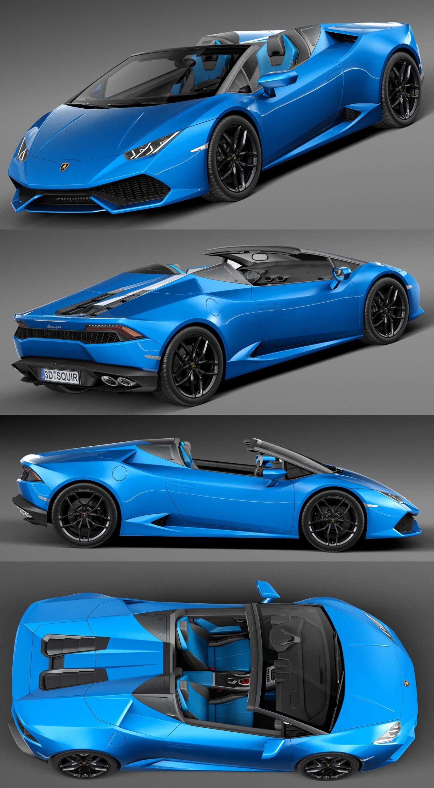 2017款兰博基尼Lamborghini Huracan LP610-4 Spyder敞篷汽车3D模型（OBJ,FBX,MAX,C4D,LWO）