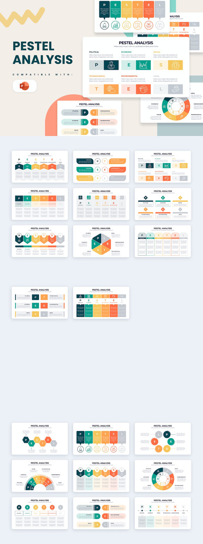业务PESTEL分析信息图表PPT模版 (PPTX)