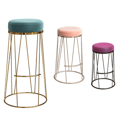 ANNI HAUS Eclat圆形金属底座布艺软垫高脚凳3D模型（OBJ,FBX,MAX）