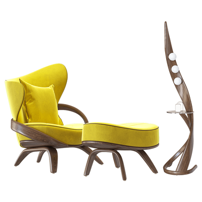 Actual design Virtuos系列带脚凳的扶手椅和落地灯3D模型（OBJ,FBX,MAX）