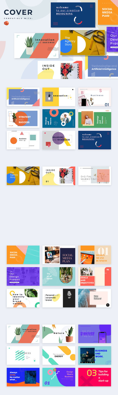 时尚的信息图表公司介绍PPT模版 (PPTX)