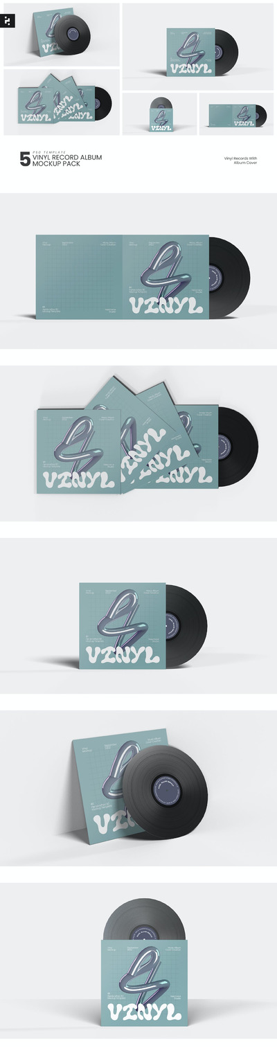 黑胶唱片专辑封面设计样机 (PSD)