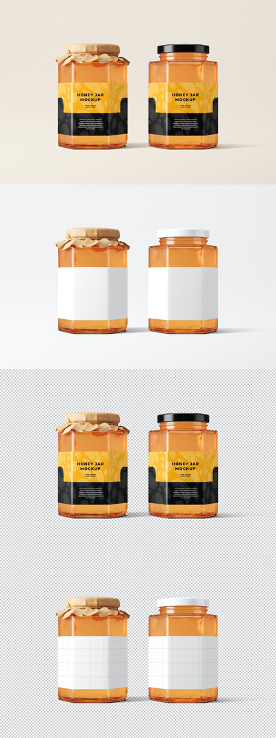 蜂蜜罐包装标签设计样机 (PSD)
