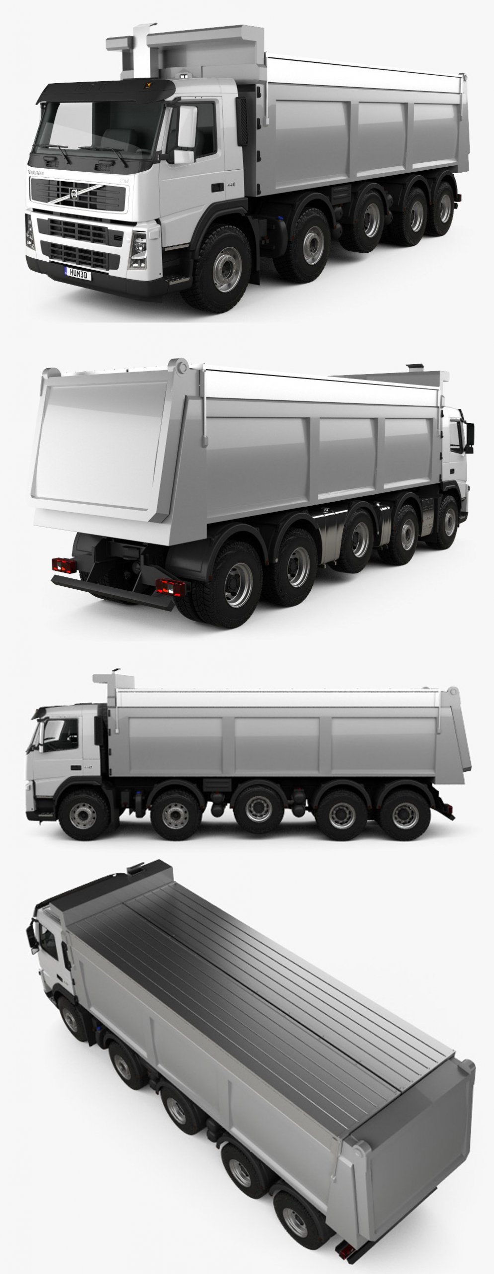 2010款Volvo沃尔沃FM 10 4自卸卡车3D模型（OBJ,FBX,MAX,C4D,LWO）