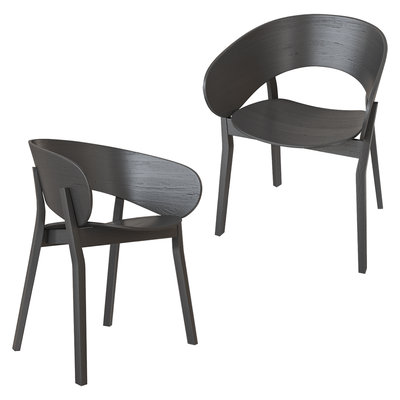 ANNI HAUS Doma黑色木质弧形靠背和坐垫扶手椅3D模型（OBJ,FBX,MAX）