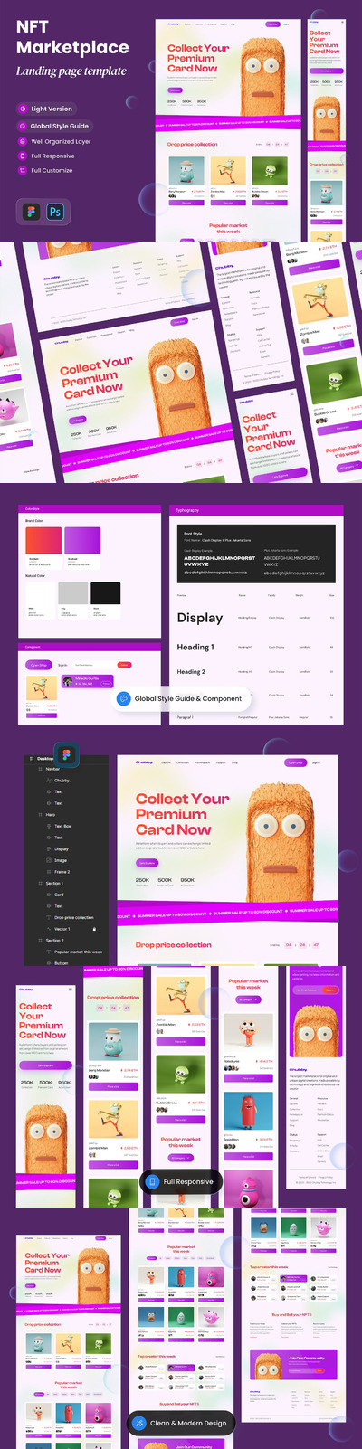 NFTs 市场网页UI模版 (PSD,FIG)