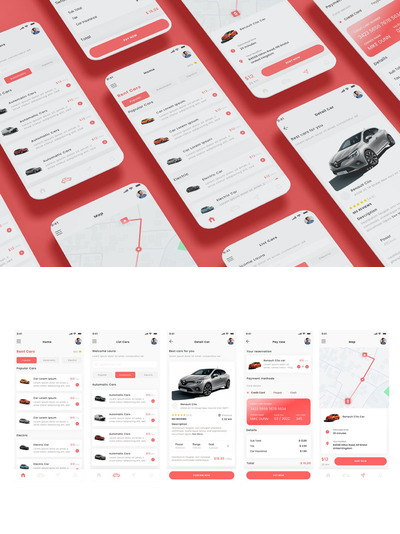 汽车卡车租车店 App UI KIT (AI,EPS,FIG,PSD,SKETCH,SVG,XD)
