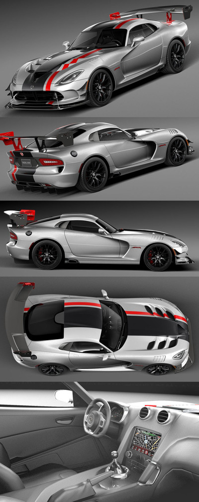 2016道奇蝰蛇Dodge Viper ACR赛车3D模型（OBJ,FBX,MAX,C4D,LWO）