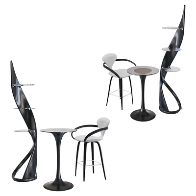 Actual design Apriori系列高脚咖啡桌 高脚椅 和书架组合3D模型（OBJ,FBX,MAX）