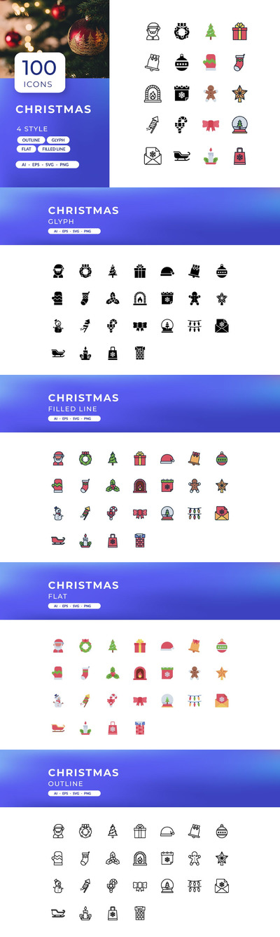 圣诞节图标集 (AI,EPS,PNG,SVG)