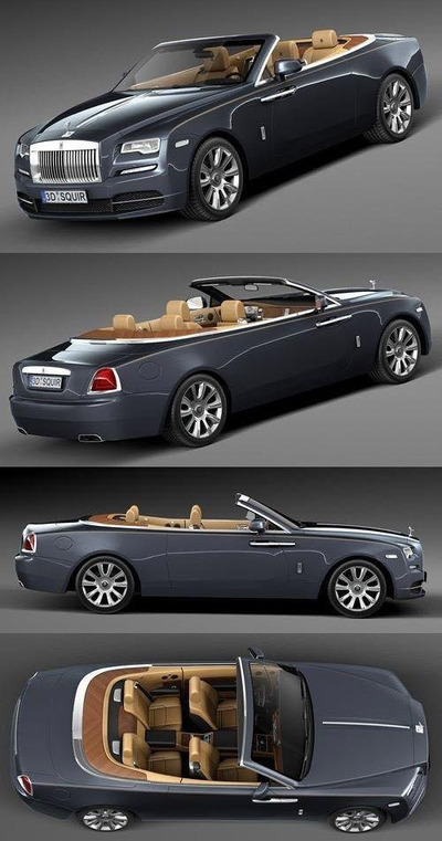 2017 Rolls-Royce Dawn劳斯莱斯曜影敞篷汽车3D模型（OBJ,FBX,MAX）