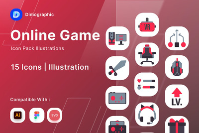在线游戏矢量图标 (FIG,AI,EPS,PNG,SVG)
