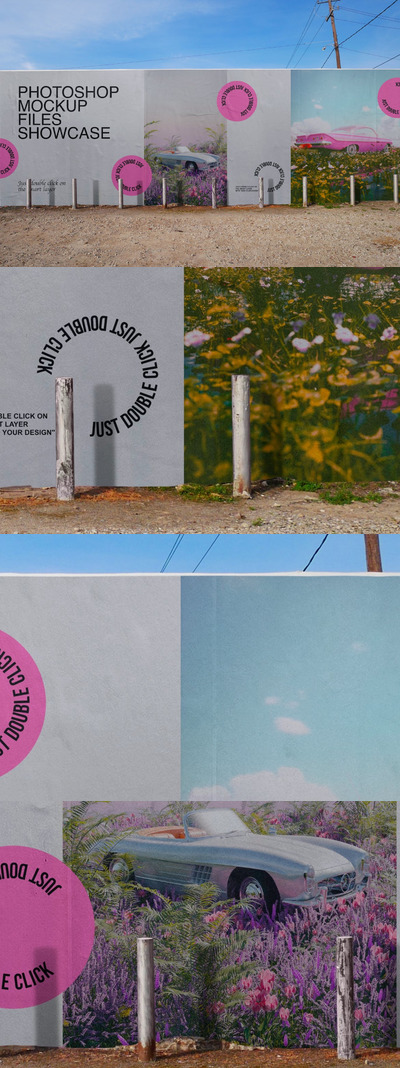 泥路Banner广告牌展示样机 (PSD)