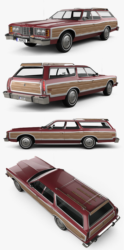 1973款福特Ford Galaxie station wagon汽车3D模型（OBJ,FBX,MAX）
