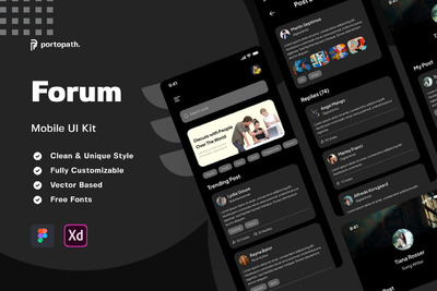 论坛移动  APP UI KIT (FIG,XD)