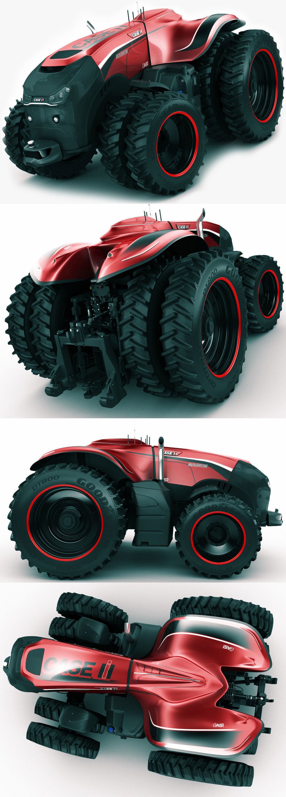 凯斯Case IH无人驾驶概念拖拉机3D模型（OBJ,FBX,MAX,C4D,LWO）