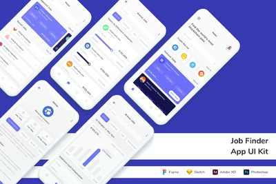 找工作 App UI Kit (FIG,PSD,SKETCH,XD)