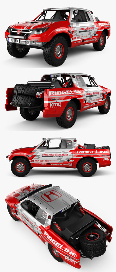 2016款本田Honda Ridgeline Baja竞赛卡车3D模型（OBJ,FBX,MAX,C4D,LWO）