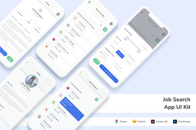 求职 App UI Kit (FIG,SKETCH,XD,PSD)
