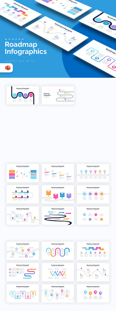 业务发展介绍路线图PPT模版 (PPTX)