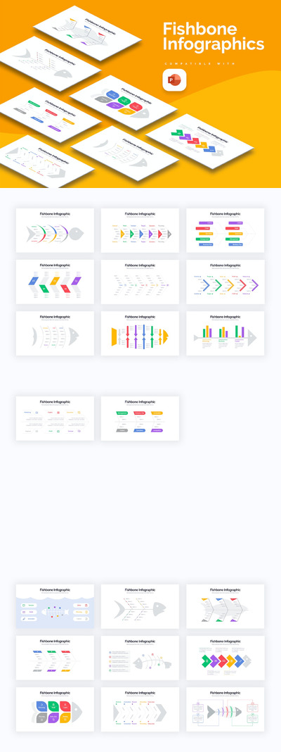 业务介绍常用鱼骨图PPT模版 (PPTX)