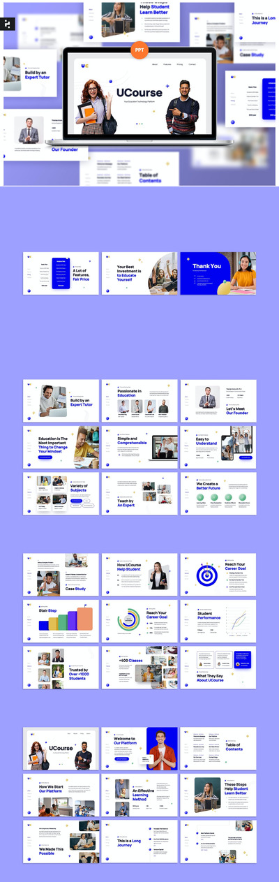 百搭的线上教育宣传PPT模版 (PPTX)