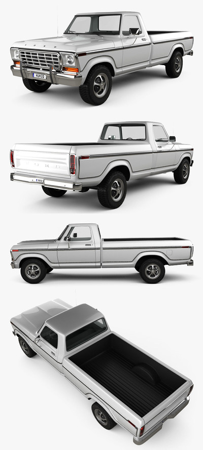1978款福特Ford F150皮卡车3D模型（OBJ,FBX,MAX）