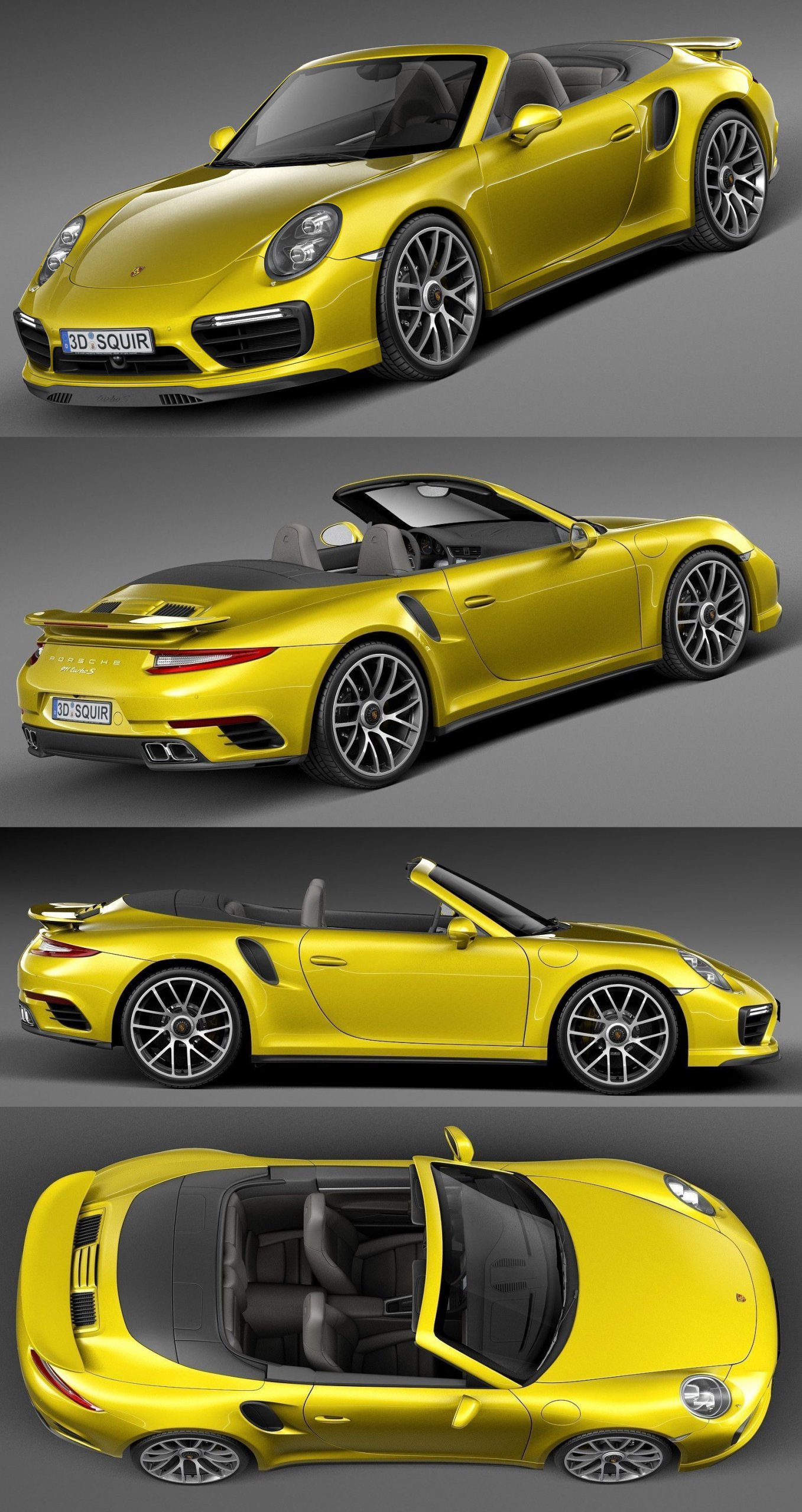 2016款保时捷Porsche 911 Turbo S敞篷汽车3D模型（OBJ,FBX,MAX,C4D,LWO）