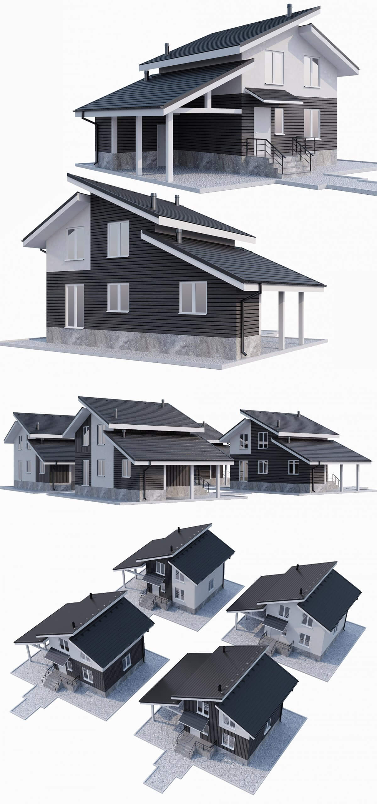 两层房屋 住宅low poly 3D模型（OBJ,MAX）