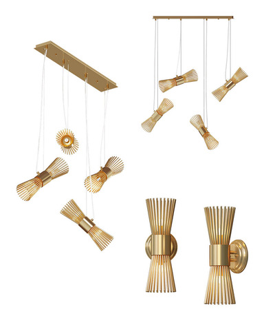 Odeon Light Dorta系列金属线条结构灯罩吊灯和壁灯3D模型（OBJ,FBX,MAX）