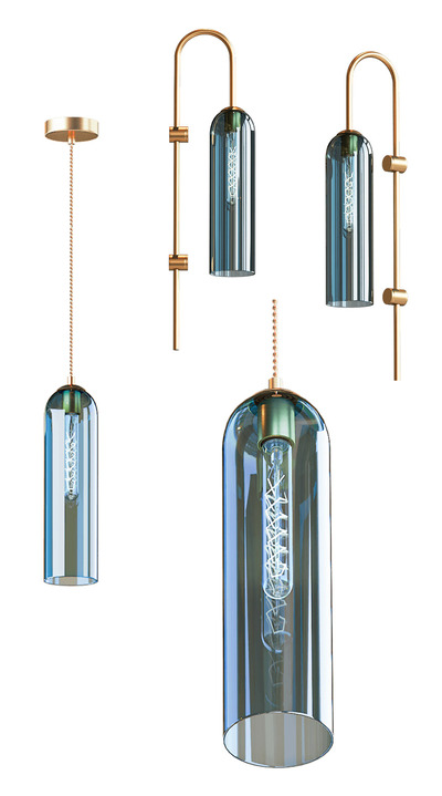 Odeon Light Vosti系列圆柱形玻璃灯罩吊灯和壁灯3D模型（OBJ,FBX,MAX）