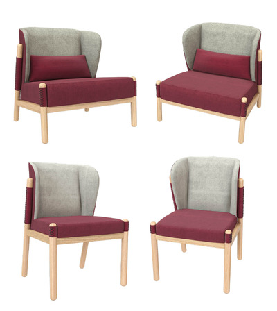 2款Artu Katana系列木质框架厚布艺软垫椅子3D模型（OBJ,FBX,MAX）