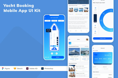 游艇预订 App UI Kit (FIG,PSD,SKETCH,XD)