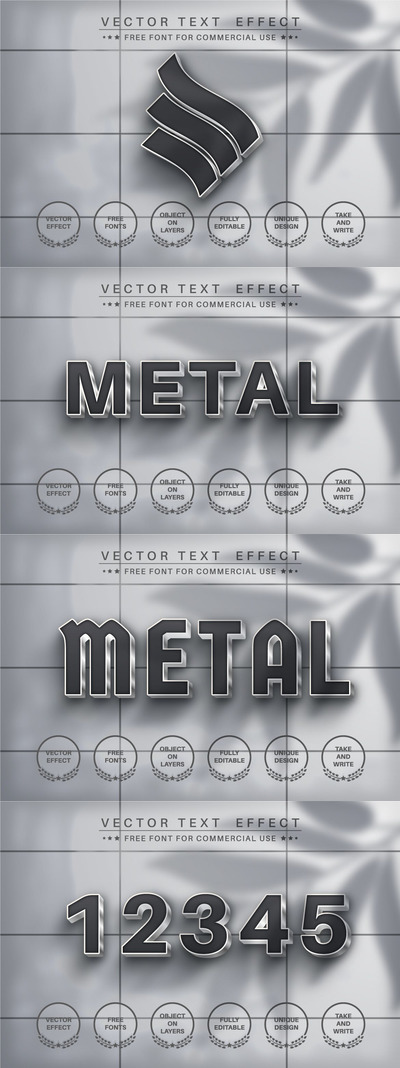 3D风格金属字体PS图层样式 (AI,EPS)