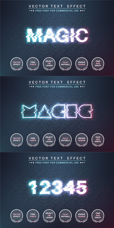 黑金3D字体PS图层样式 (AI,EPS)