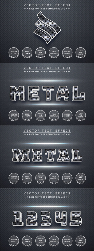 金属网格3D字体PS图层样式 (AI,EPS)