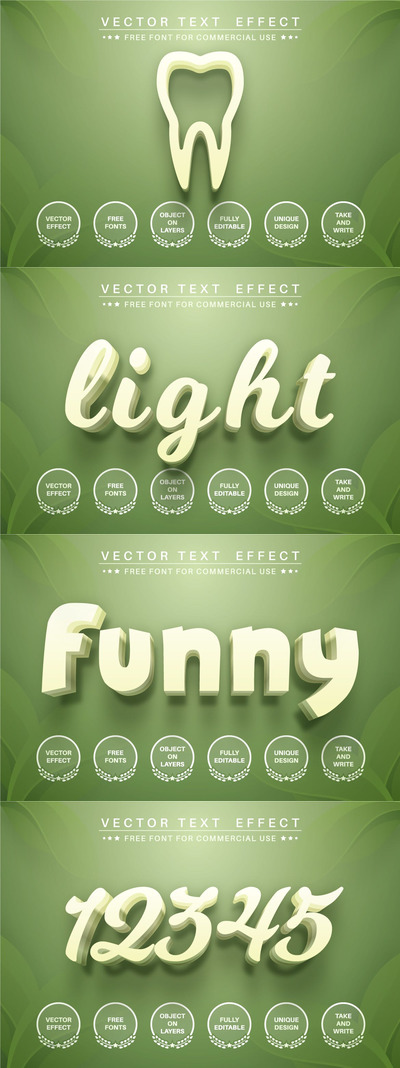 绿叶3D字体PS图层样式 (AI,EPS)